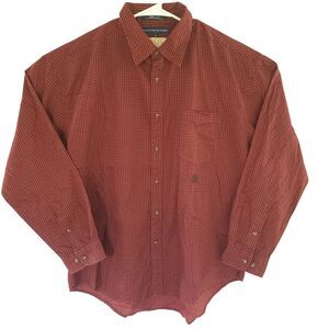 Tommy Hilfiger Red & Black Check Mens XL Long Sleeve Button Front Shirt EUC